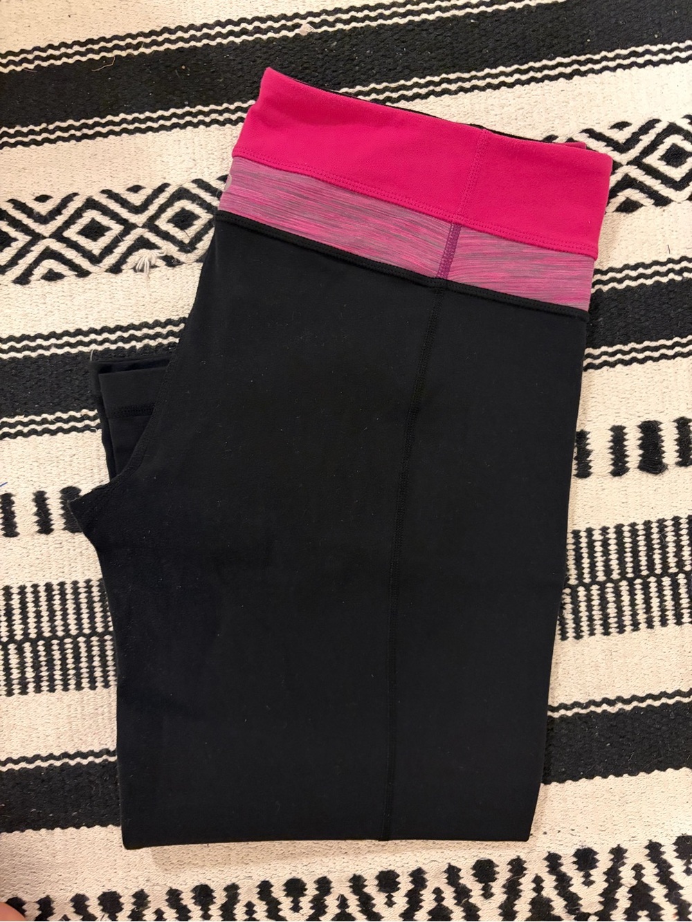 Women’s Black Leggings with Pink Waistband